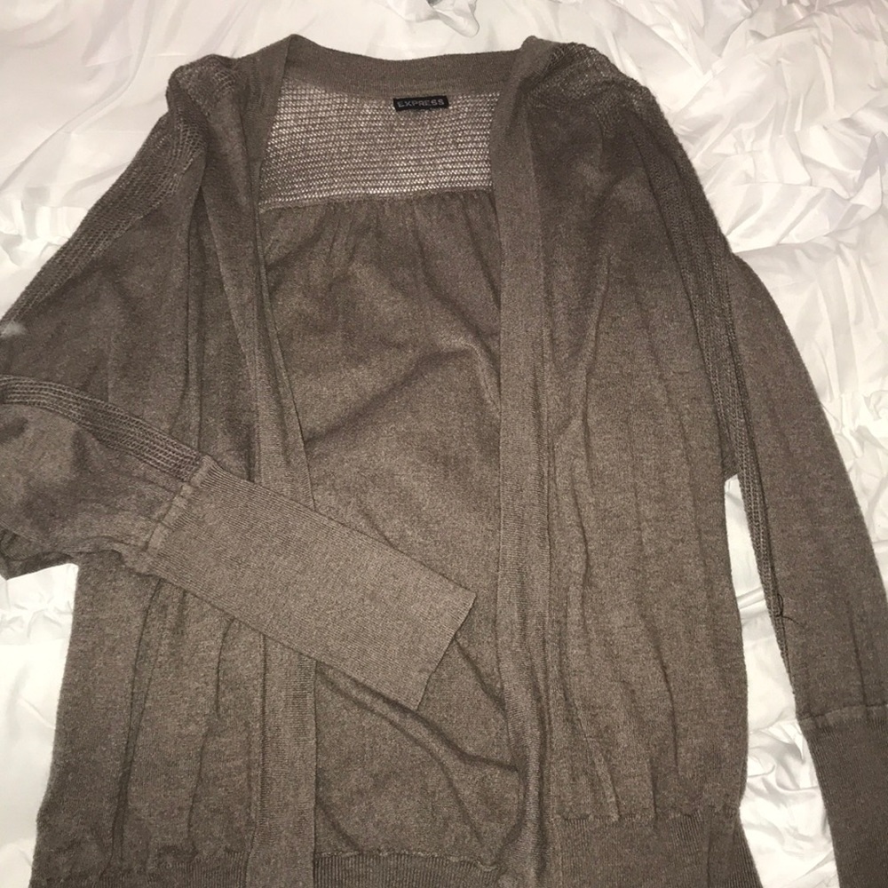 brown / gray slouchy cardigan